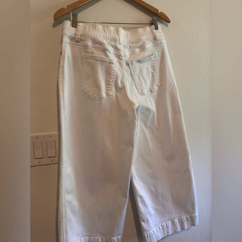 Spanx High Rise Cropped Wide Leg Pull-on Jeans in white Sz L - Picture 8 of 8